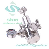 Stainless Steel Sanitary Pneumatic Tank Bottom Valve with Pressure Gage